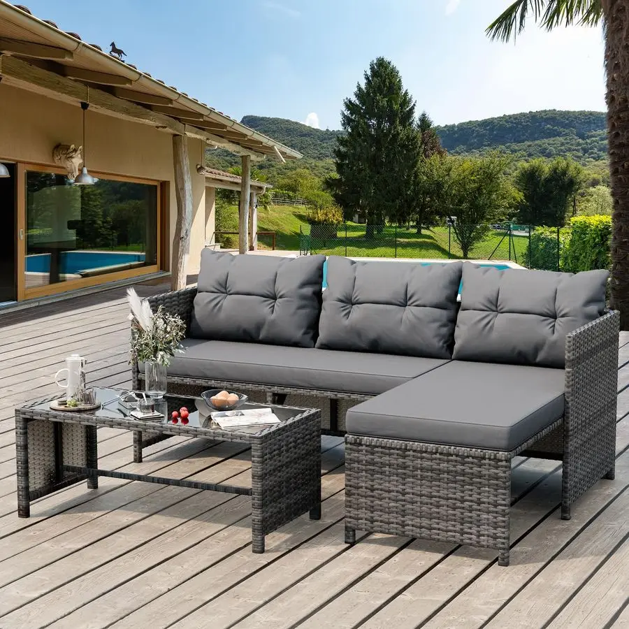 Комплекты садовой мебели из 3 предметов, плетеные комплекты для отдыха на открытом воздухе, всепогодные плетеные диваны из ротанга для патио со стеклянными столиками
Комплекты садовой мебели из 3 предметов, плетеные комплекты для отдыха на открытом воздухе, всепогодные плетеные диваны из ротанга для патио со стеклянными столиками