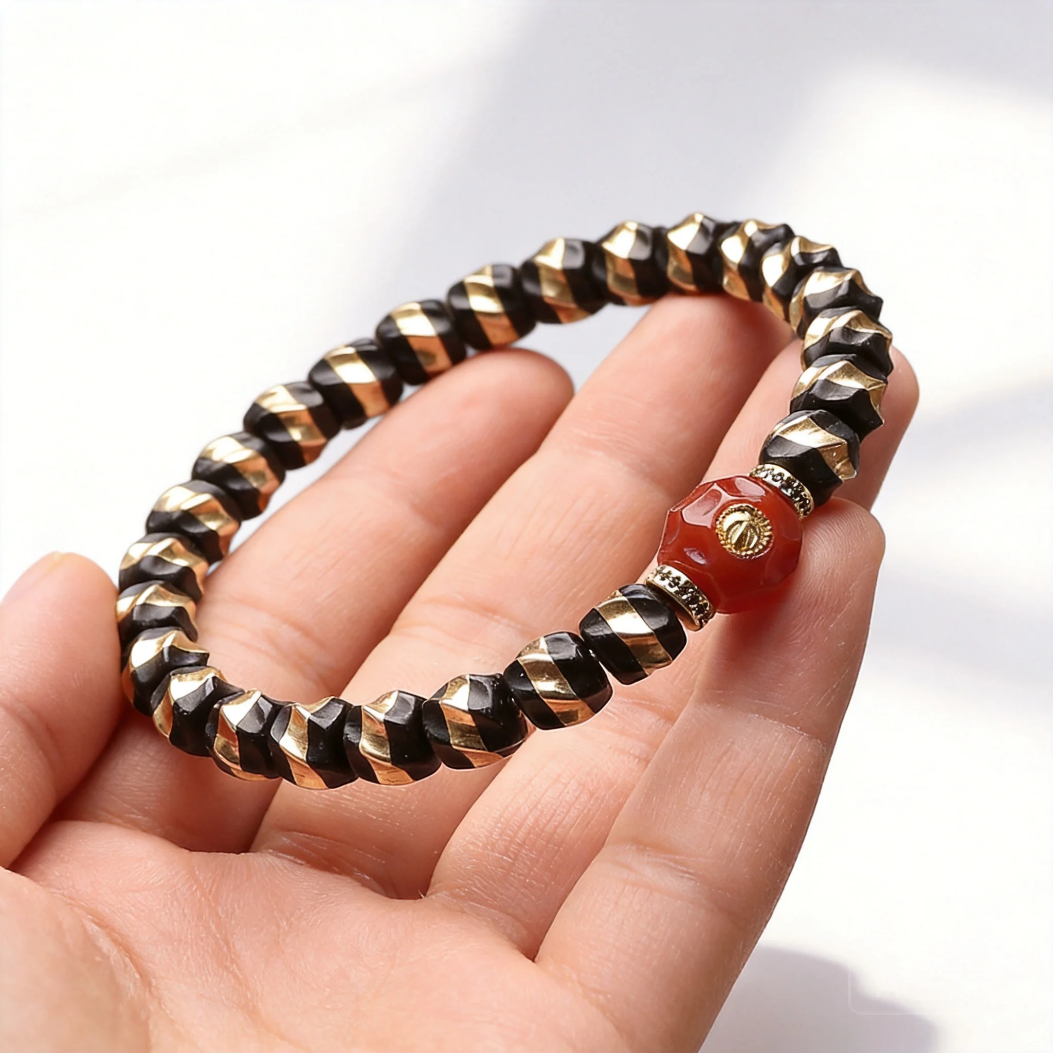 Unisex Natural Black Gold Coconut Shell Beaded Bracelet Chinese Style Prayer Mala Beads Gold Inlay Red Agate For Collection 2026
Unisex Natural Black Gold Coconut Shell Beaded Bracelet Chinese Style Prayer Mala Beads Gold Inlay Red Agate For Collection 2026