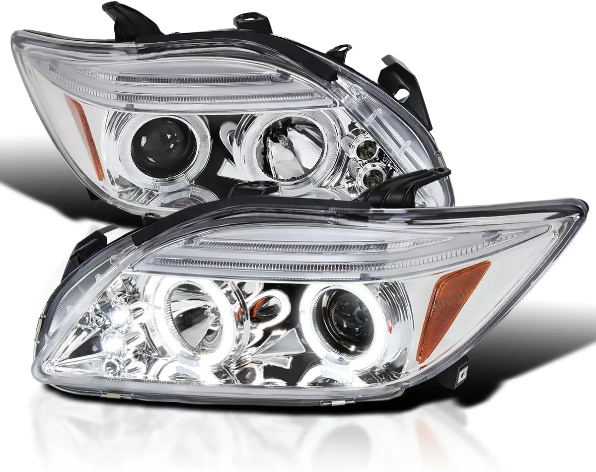 LED Halo Chrome Housing Clear Lens Projector Headlights Compatible with 2005-2010 Scion tC, Left + Right Pair Headlamps Assembly
LED Halo Chrome Housing Clear Lens Projector Headlights Compatible with 2005-2010 Scion tC, Left + Right Pair Headlamps Assembly