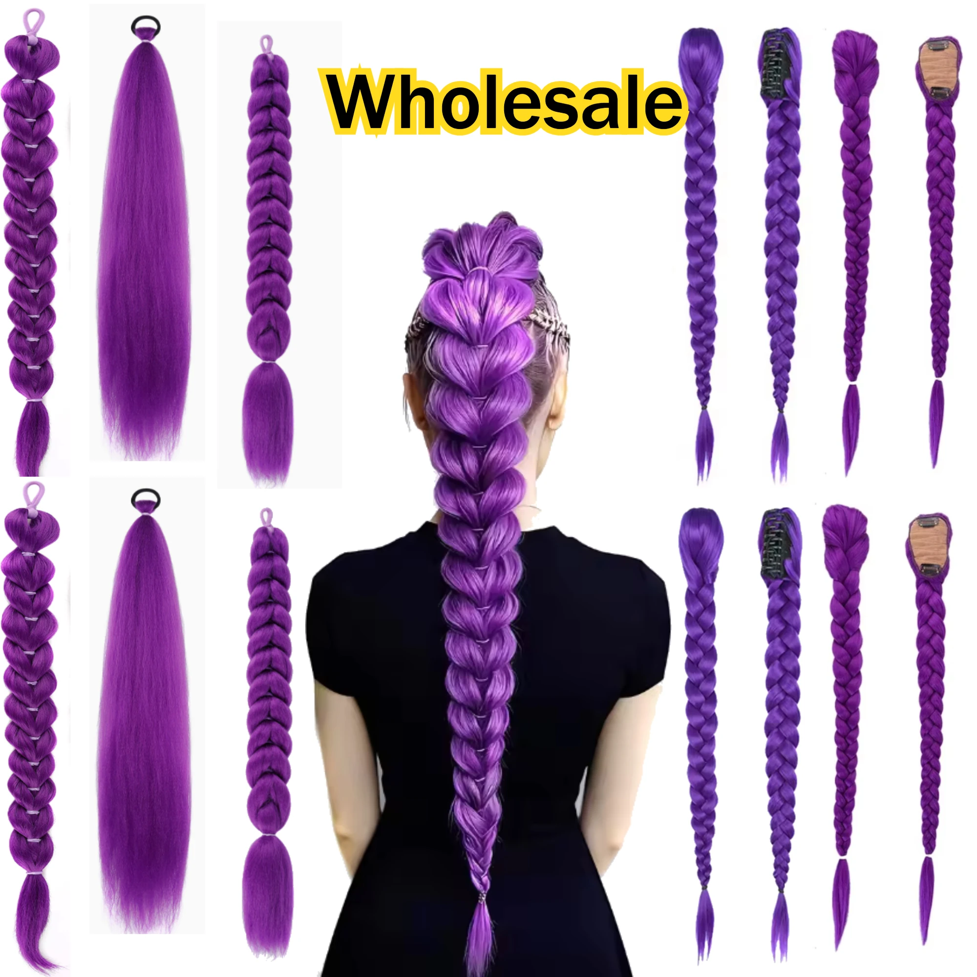10PCS Synthetic Braids Purple Hair Ponytail Costume Hairstyle 26inch Long Ponytail with Clips Costume Theme Party Wig wholesale
10PCS Synthetic Braids Purple Hair Ponytail Costume Hairstyle 26inch Long Ponytail with Clips Costume Theme Party Wig wholesale