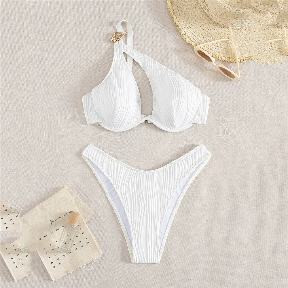 Solid White Swimwears One Shoudler Bikini Pushup Hollow Out Sexy Swimsuit Women 2025 Metal Ornament Bathing Suit Bikinis Sets
Solid White Swimwears One Shoudler Bikini Pushup Hollow Out Sexy Swimsuit Women 2025 Metal Ornament Bathing Suit Bikinis Sets