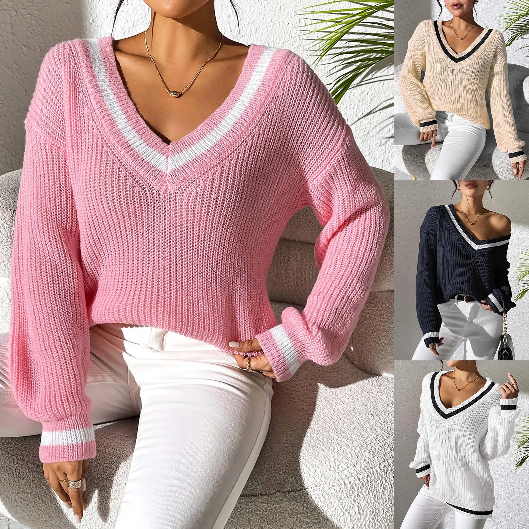 "Women's Color Block Patchwork V-Neck Sweater Long Sleeve Pullover Knit Top Casual Loose Warm Winter Fall Fashion"
"Women's Color Block Patchwork V-Neck Sweater Long Sleeve Pullover Knit Top Casual Loose Warm Winter Fall Fashion"