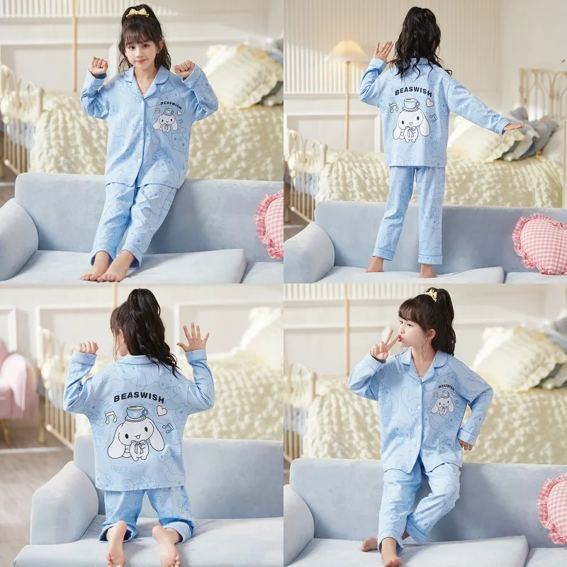 Хлопковые детские пижамы Sanrio Cinnamoroll Kuromi Hellokitty детская повседневная Весенняя домашняя пижама с длинным рукавом одежда для сна для девочек брюки
Хлопковые детские пижамы Sanrio Cinnamoroll Kuromi Hellokitty детская повседневная Весенняя домашняя пижама с длинным рукавом одежда для сна для девочек брюки