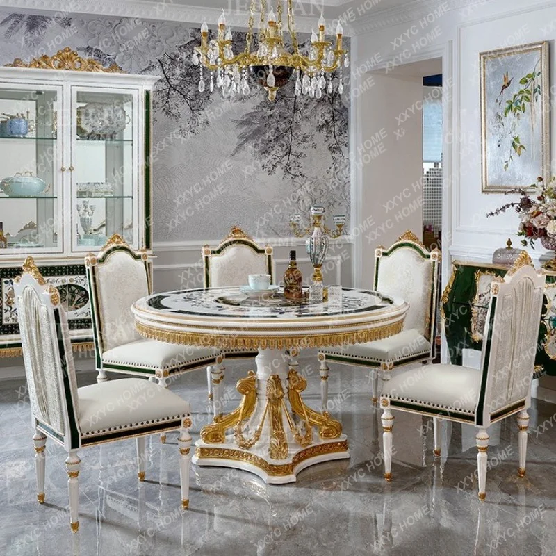 Retro Solid Wood Living Room Dining Tables and Chairs Set French Living Room Home round Dining Table
Retro Solid Wood Living Room Dining Tables and Chairs Set French Living Room Home round Dining Table