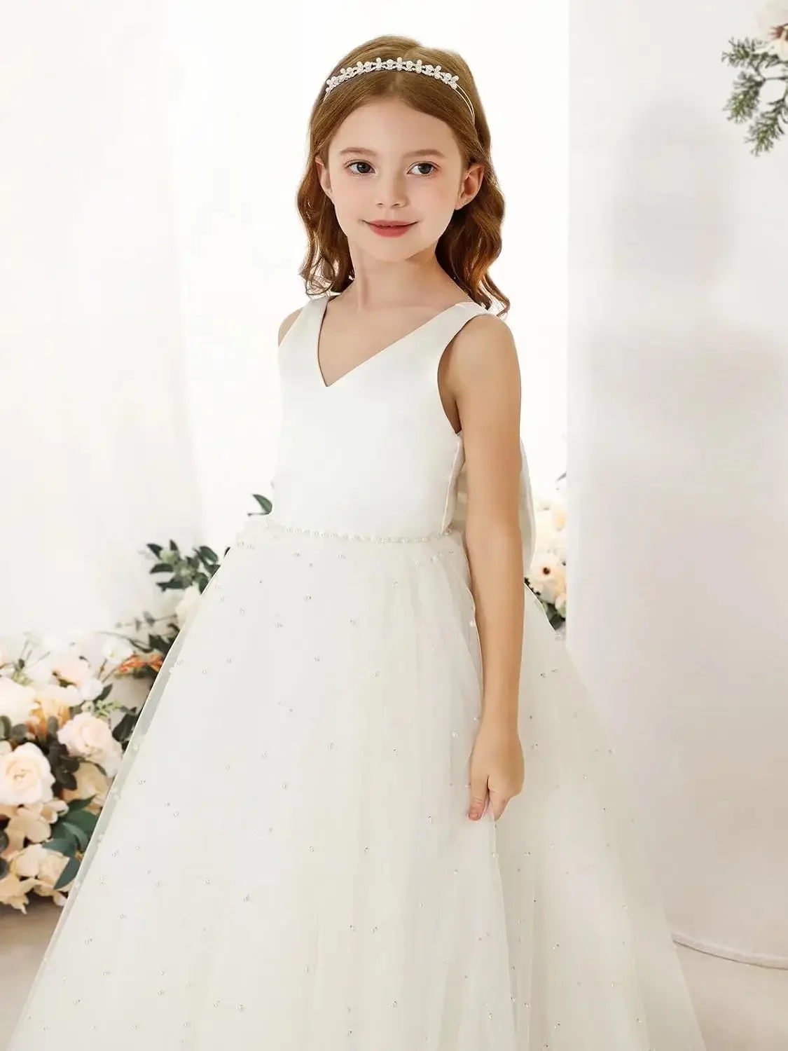 Girls Party Dress Elegant Flower Girl Dress Satin Tulle Princess Pageant Dresses for Girls Pearl Beads Wedding Maxi Gown
Girls Party Dress Elegant Flower Girl Dress Satin Tulle Princess Pageant Dresses for Girls Pearl Beads Wedding Maxi Gown