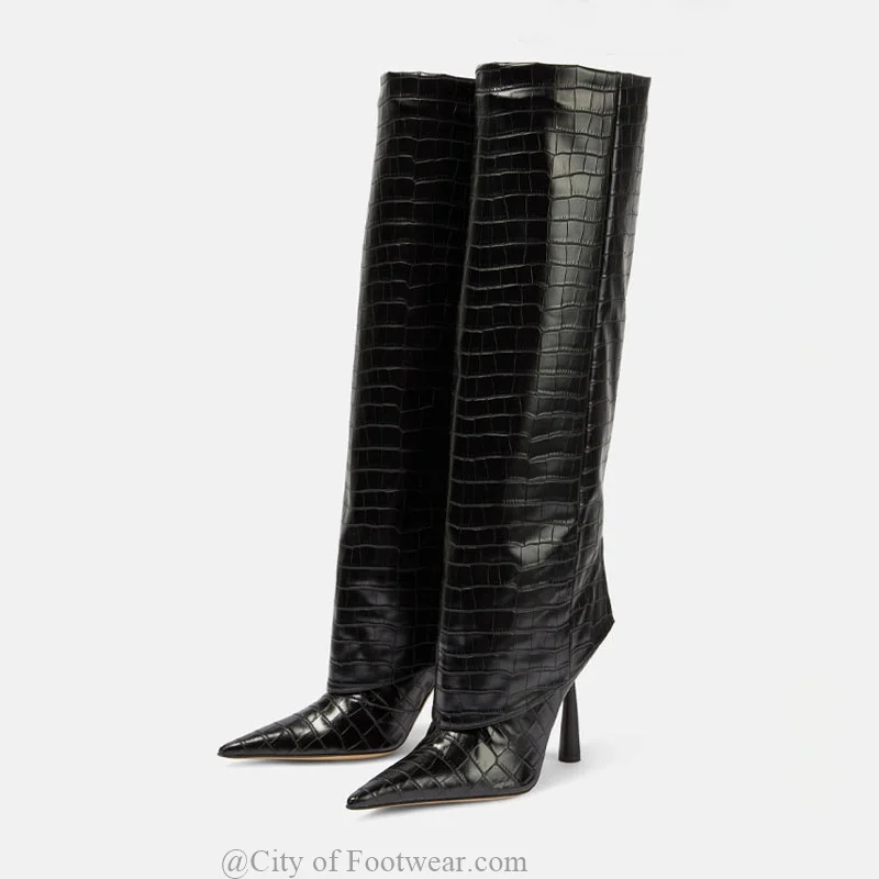 Women Pointy Toe Sexy Leather Knee High Boots Black\Brown\White Crocodile Print 2024 Winter New in Boots Luxury Designer Shoes
Women Pointy Toe Sexy Leather Knee High Boots Black\Brown\White Crocodile Print 2024 Winter New in Boots Luxury Designer Shoes