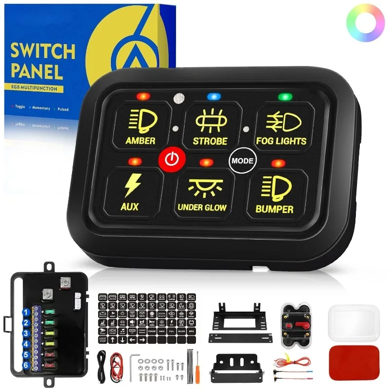 6 Gang Switch Panel Toggle Momentary Pulsed Led Switch Panel RGB Dimmable Switch Panel Auxiliary Circuit Control Relay
6 Gang Switch Panel Toggle Momentary Pulsed Led Switch Panel RGB Dimmable Switch Panel Auxiliary Circuit Control Relay