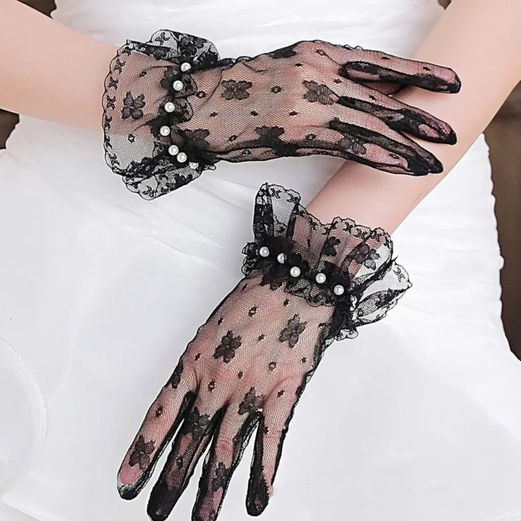 Cosplay Gloves Short Lace Tulle Transparent Gloves with Pearls for Halloween Gloves
Cosplay Gloves Short Lace Tulle Transparent Gloves with Pearls for Halloween Gloves