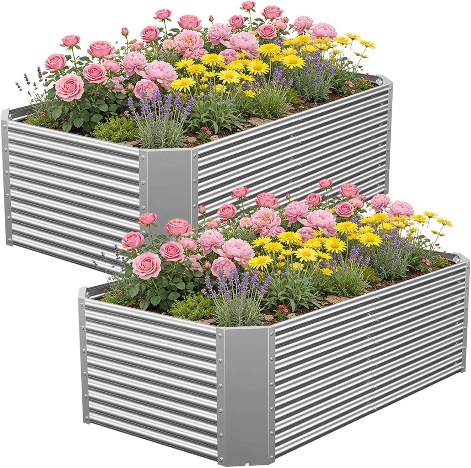 2 Pack 4x2x1.4 ft, (16" Tall) Galvanized Steel Raised Garden Bed, Large Metal Planter for Vegetables, Herbs & Flowers, D
2 Pack 4x2x1.4 ft, (16" Tall) Galvanized Steel Raised Garden Bed, Large Metal Planter for Vegetables, Herbs & Flowers, D