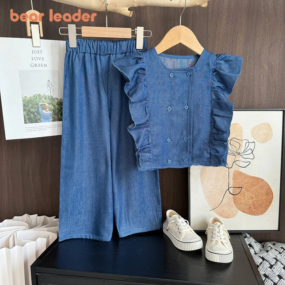 Одежда для маленьких девочек Bear Leader, летний однотонный детский костюм из искусственного денима, синий жилет без рукавов с рюшами + брюки, комплект из 2 предметов
Одежда для маленьких девочек Bear Leader, летний однотонный детский костюм из искусственного денима, синий жилет без рукавов с рюшами + брюки, комплект из 2 предметов