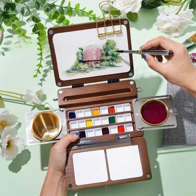 Portable 24 Wells Watercolor Palette Foldable Wooden Paint Tray for Artists Beginner Travel Painting Sketching H8WD
Portable 24 Wells Watercolor Palette Foldable Wooden Paint Tray for Artists Beginner Travel Painting Sketching H8WD
