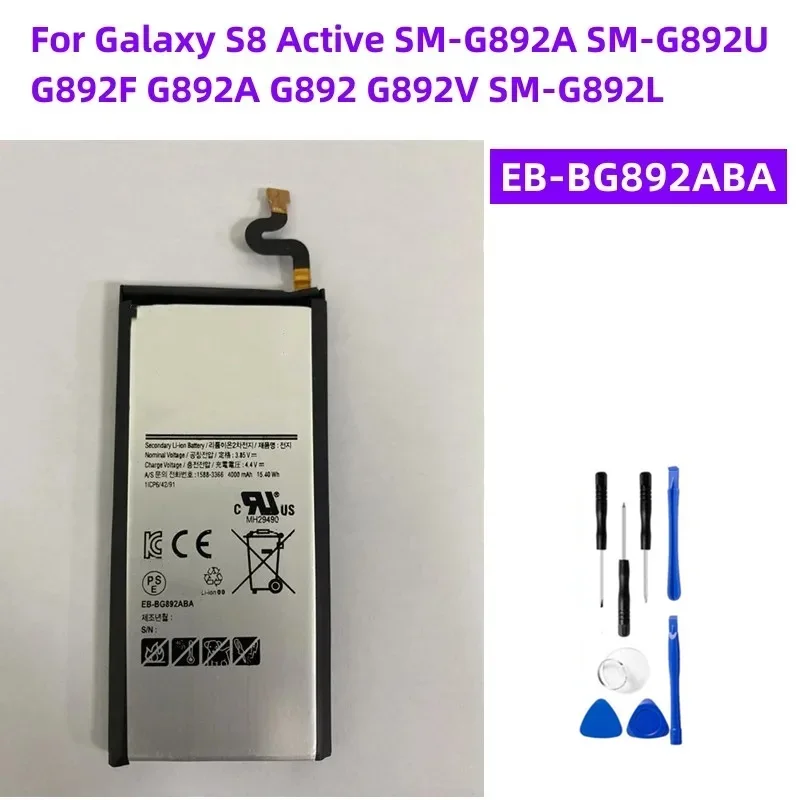 New Replacement Battery EB-BG892ABA For Samsung GALAXY S8 Active 4000mAh Phone Battery+Tools
New Replacement Battery EB-BG892ABA For Samsung GALAXY S8 Active 4000mAh Phone Battery+Tools 