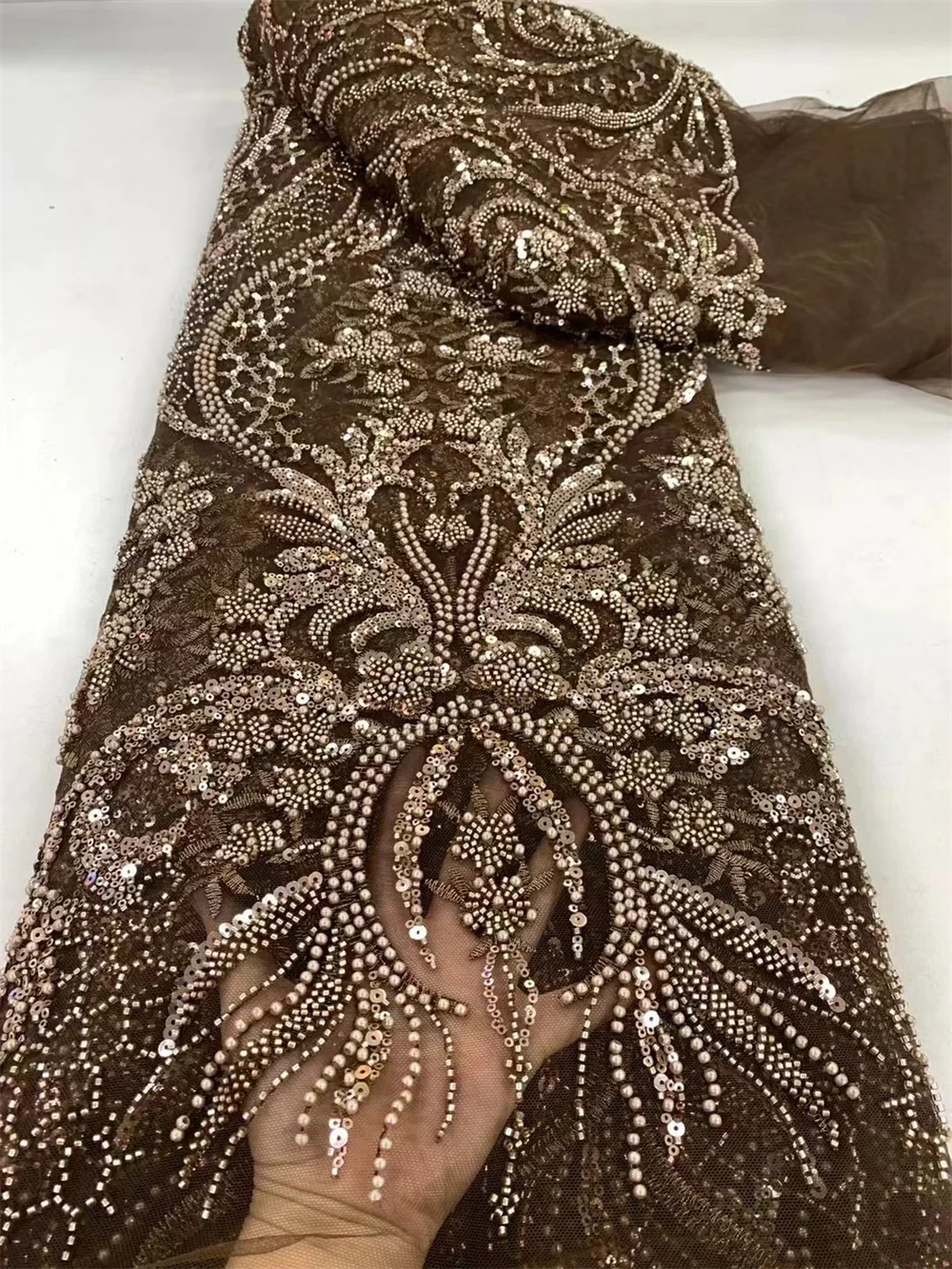 Luxury African Lace Fabric 2024 High Quality French Sequins Embroidery Beads Tulle Lace Fabric For Woman Wedding Dress 5yWp659-3
Luxury African Lace Fabric 2024 High Quality French Sequins Embroidery Beads Tulle Lace Fabric For Woman Wedding Dress 5yWp659-3