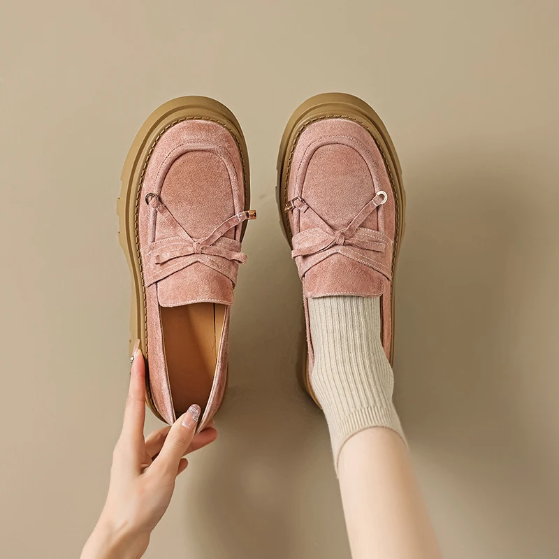 Loafers Shoes Female Suede Genuine Leather 2023 New British Style Women's Spring Shoes Bow Tie Ladies Shoes
Loafers Shoes Female Suede Genuine Leather 2023 New British Style Women's Spring Shoes Bow Tie Ladies Shoes