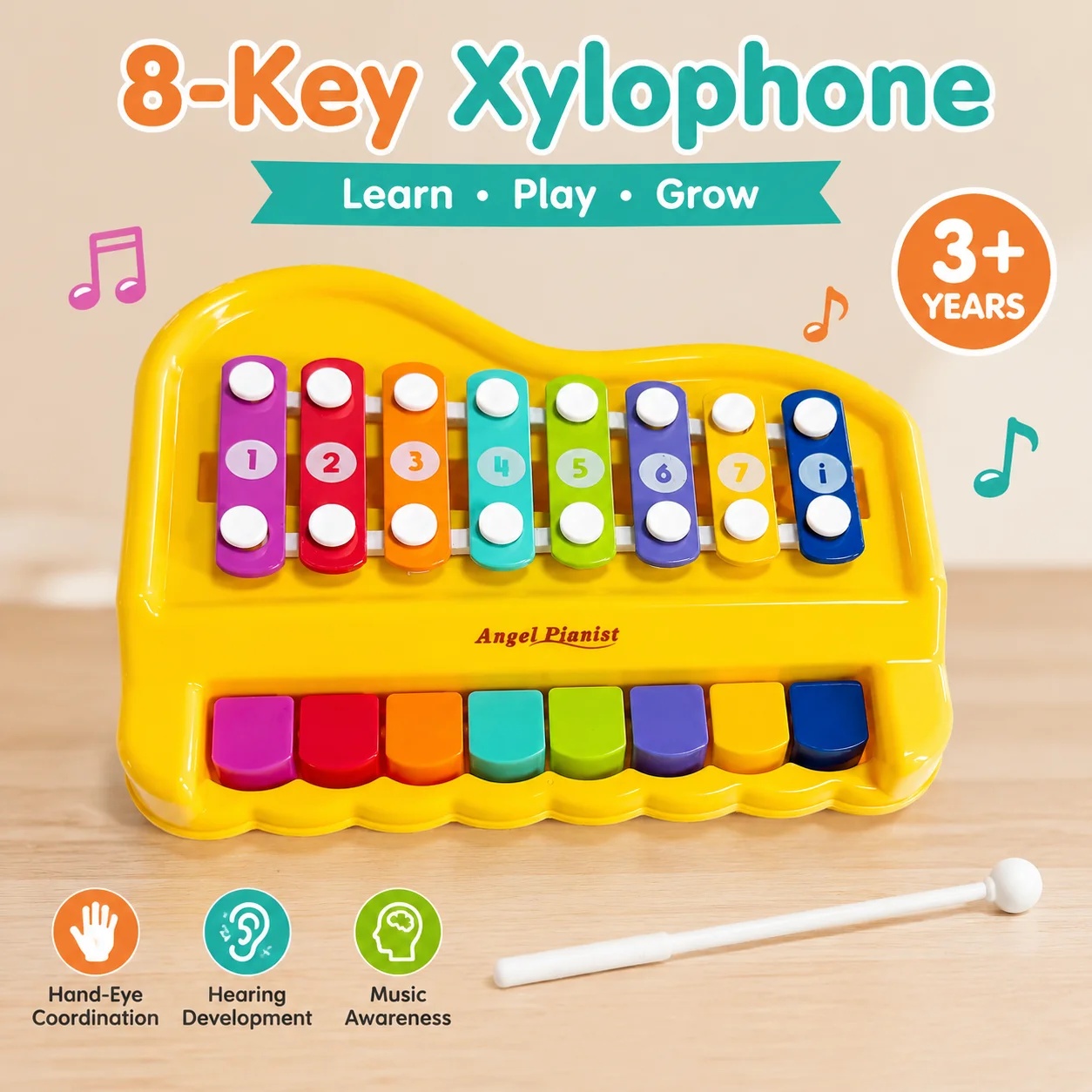 8 Note 2 in 1 Xylophone Piano Musical Toy Safe Non-Toxic Early Educational with Mallets Baby Toddlers Girls Instrumen
8 Note 2 in 1 Xylophone Piano Musical Toy Safe Non-Toxic Early Educational with Mallets Baby Toddlers Girls Instrumen
