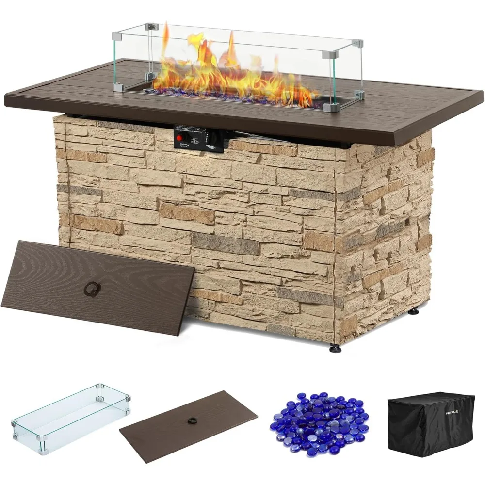 43" Propane Fire Pit Table Outdoor Stone Firepit Table Rectangular 50000 BTU Propane Fire Tables for Outside Patio with Wind Gua
43" Propane Fire Pit Table Outdoor Stone Firepit Table Rectangular 50000 BTU Propane Fire Tables for Outside Patio with Wind Gua