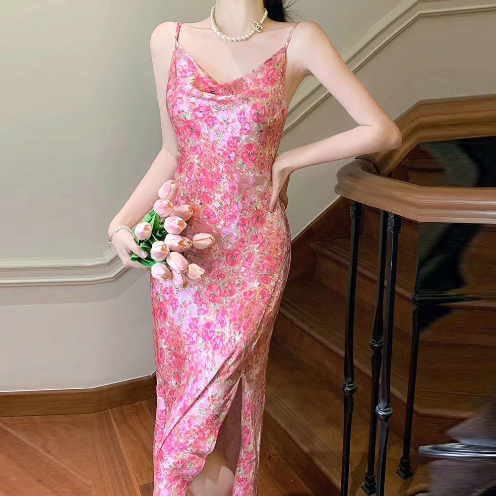 High sense sexy pure desire small fragrance French chic beautiful and thin pink floral suspender dress women's summer
High sense sexy pure desire small fragrance French chic beautiful and thin pink floral suspender dress women's summer