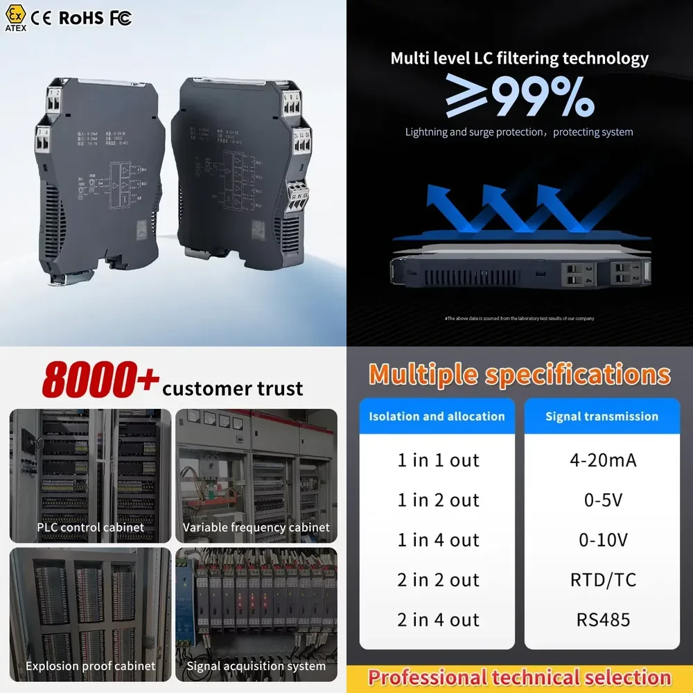 Signal Isolator Isolated Safety Barrier Analog Isolator Emc Isolator Analog Signal Splitter
Signal Isolator Isolated Safety Barrier Analog Isolator Emc Isolator Analog Signal Splitter