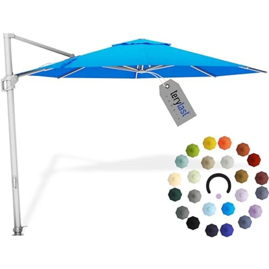 10 Feet Outdoor Cantilever Patio Umbrella for Deck, Backyard Garden Blue Fabric, Silver Frame, 360 Rotation
10 Feet Outdoor Cantilever Patio Umbrella for Deck, Backyard Garden Blue Fabric, Silver Frame, 360 Rotation