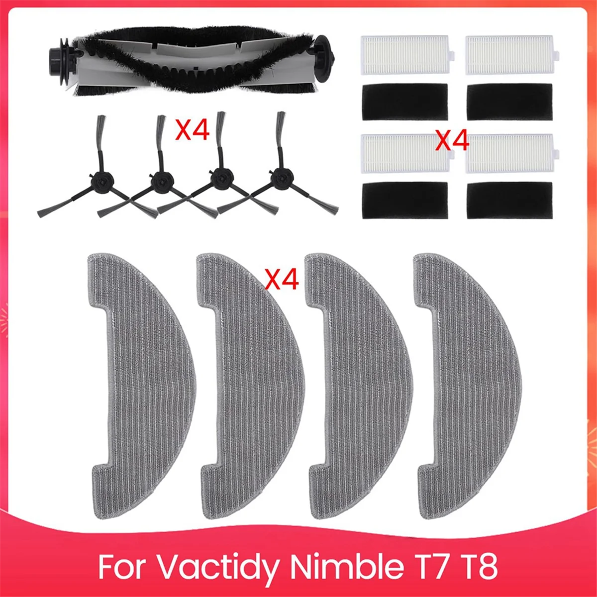 Запасные части для Vactidy Nimble T7 T8, комплект аксессуаров для робота-пылесоса, основная боковая щетка, фильтр Hepa, мешки для швабры
Запасные части для Vactidy Nimble T7 T8, комплект аксессуаров для робота-пылесоса, основная боковая щетка, фильтр Hepa, мешки для швабры