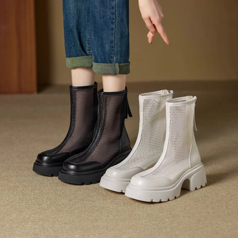 Женские ботинки на толстой подошве с квадратным носком и круглым верхом, с задней молнией, из сетчатой ткани, модные, универсальные, удобные, нескользящие, дышащие
Женские ботинки на толстой подошве с квадратным носком и круглым верхом, с задней молнией, из сетчатой ткани, модные, универсальные, удобные, нескользящие, дышащие