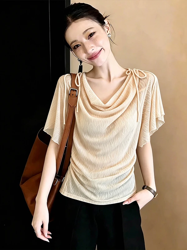Summer 2026 plus Size Sweet Breathable Shoulder Bared Chiffon Top Korean Style Commute Wind Slimming Versatile Tie Waist Blouse
Summer 2026 plus Size Sweet Breathable Shoulder Bared Chiffon Top Korean Style Commute Wind Slimming Versatile Tie Waist Blouse