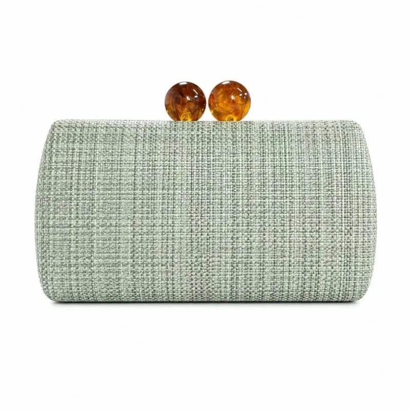 French Style Sage Green Woven Clutch Bag Amber Lock Hard Box Purse Women Summer Wedding Evening Handbag Tweed Textured Fabric
French Style Sage Green Woven Clutch Bag Amber Lock Hard Box Purse Women Summer Wedding Evening Handbag Tweed Textured Fabric