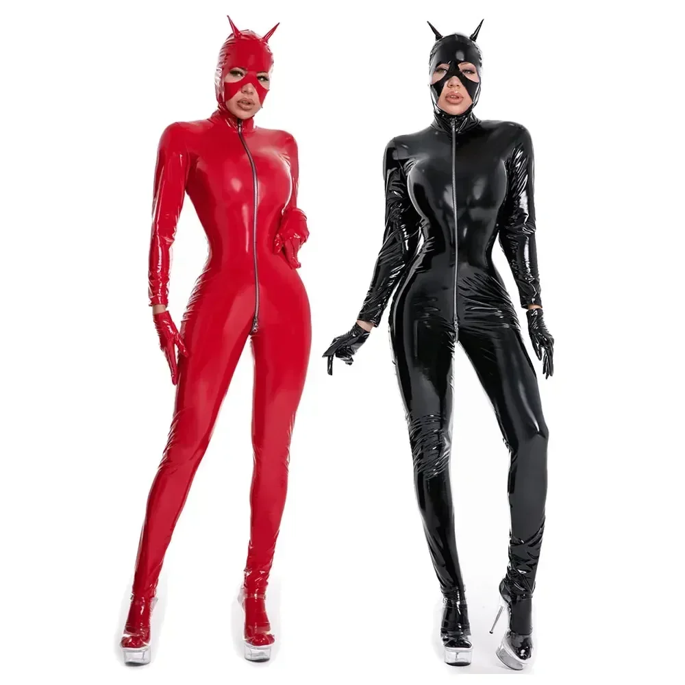 Women Sexy Open Crotch Catsuit Faux Leather Jumpsuit With Cat Mask PVC Latex Wetlook Bodysuit Lingerie Fetish Erotic Costume
Women Sexy Open Crotch Catsuit Faux Leather Jumpsuit With Cat Mask PVC Latex Wetlook Bodysuit Lingerie Fetish Erotic Costume