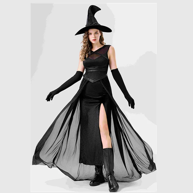 New Halloween Gothic Style Witch Long Dress Death Black Mesh Skirt Women's Costume Polyester Fiber Stage Performance
New Halloween Gothic Style Witch Long Dress Death Black Mesh Skirt Women's Costume Polyester Fiber Stage Performance
