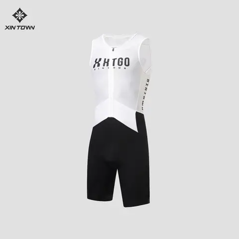 XINTOWN Men Sleeveless Cycling Bib Suit Quick Dry Aero Race Suit Padded Road Bike Cycling Speedsuit Breathable One Piece