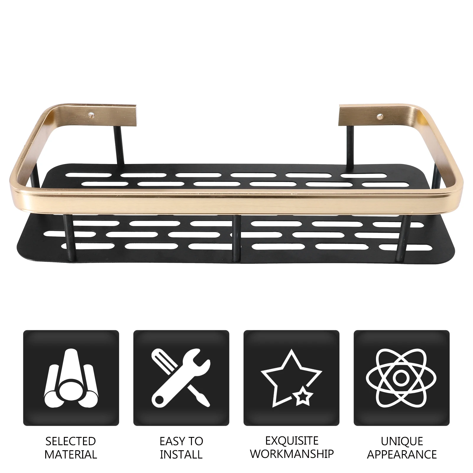 Punch-free Bathroom Shelf High Quality Aluminum Black Storage Rack Kitchen Wall Home Organizer Drain Water Dry Clean
Punch-free Bathroom Shelf High Quality Aluminum Black Storage Rack Kitchen Wall Home Organizer Drain Water Dry Clean