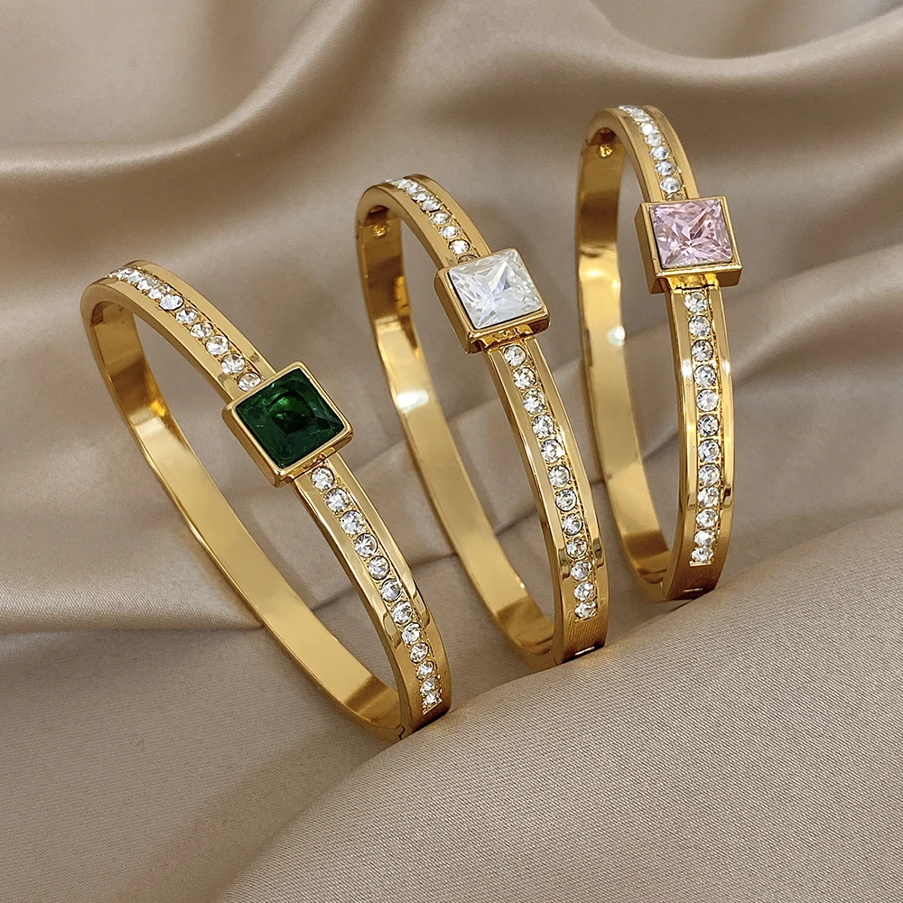 Vintage Crystal Rhinestone Stainless Steel Bangle Bracelet Women Elegant Simple Gold Color Round Bangle Bridal Jewelry Gift
Vintage Crystal Rhinestone Stainless Steel Bangle Bracelet Women Elegant Simple Gold Color Round Bangle Bridal Jewelry Gift