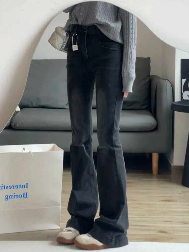Эластичные расклешенные джинсы с высокой талией, женские брюки-копыта, весенне-осенние новые брюки в американском стиле, повседневные хлопковые джинсовые брюки
Эластичные расклешенные джинсы с высокой талией, женские брюки-копыта, весенне-осенние новые брюки в американском стиле, повседневные хлопковые джинсовые брюки