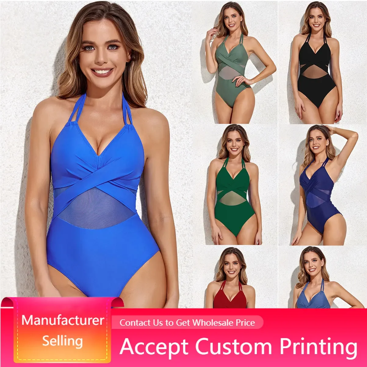 Swimwear One-Piece Fitness Plus Size Sexy Solid Swimsuit Mesh Patchwork Swimwear Women's V Neck Slim Bikini Bathing Suit
Swimwear One-Piece Fitness Plus Size Sexy Solid Swimsuit Mesh Patchwork Swimwear Women's V Neck Slim Bikini Bathing Suit