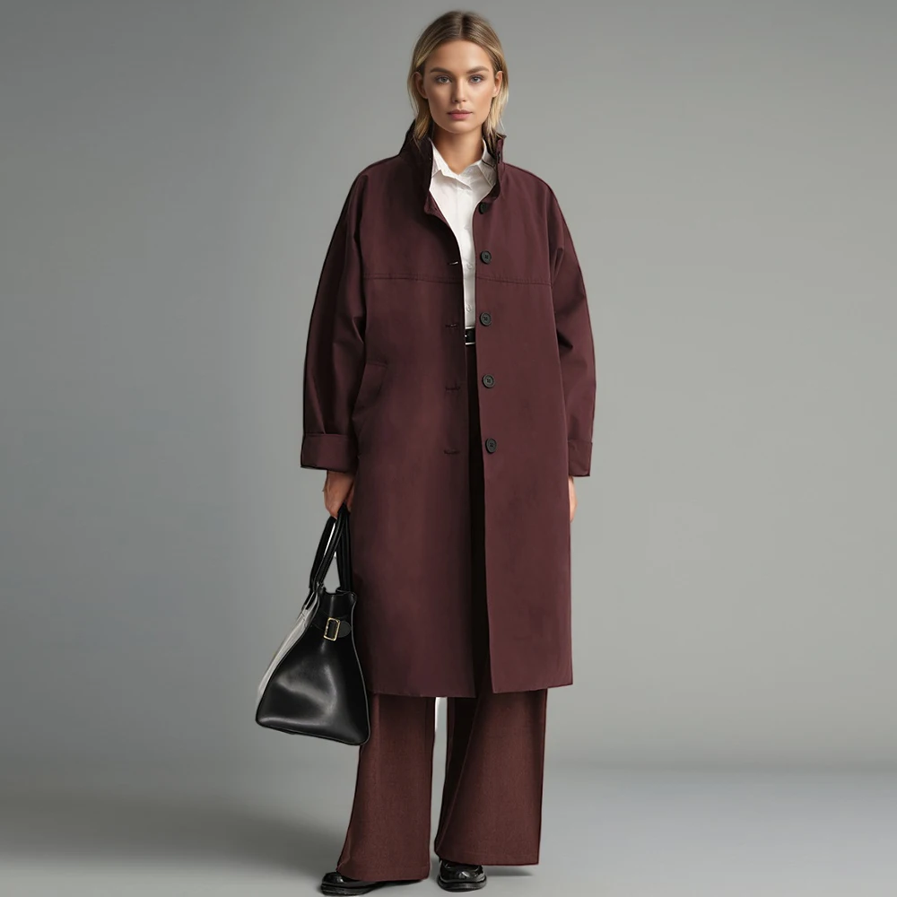 ROMISS Korean Style Coat Female Stand Collar Long Sleeve Spliced Pockets Solid Trench Jackets For Women Autumn Fashion Clothes
ROMISS Korean Style Coat Female Stand Collar Long Sleeve Spliced Pockets Solid Trench Jackets For Women Autumn Fashion Clothes