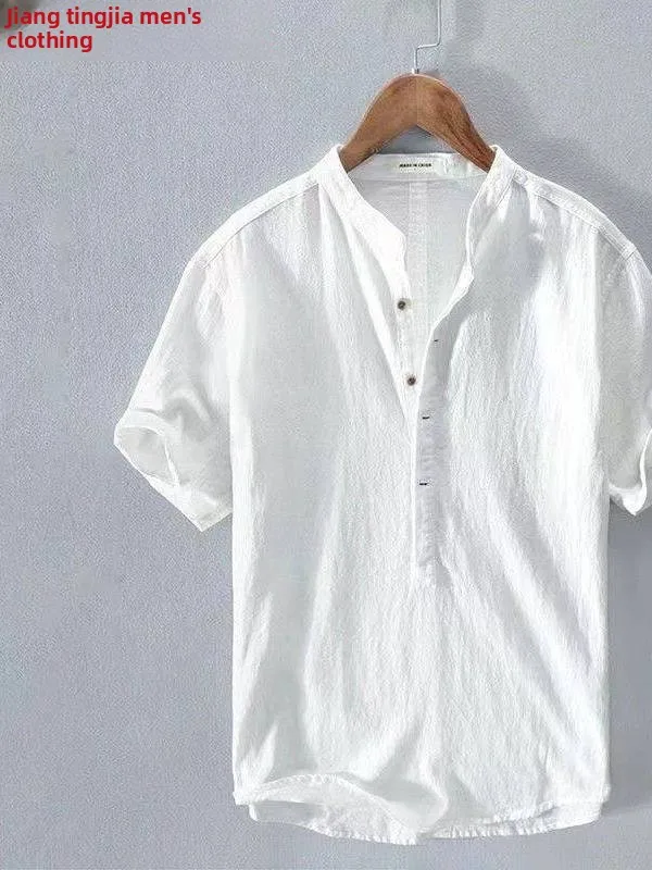 Wrinkled Linen Cotton f Sve irt Men Summer Loose Stand Collar Overhead Breathable Casual irt Vintage Sle Five Parts
Wrinkled Linen Cotton f Sve irt Men Summer Loose Stand Collar Overhead Breathable Casual irt Vintage Sle Five Parts