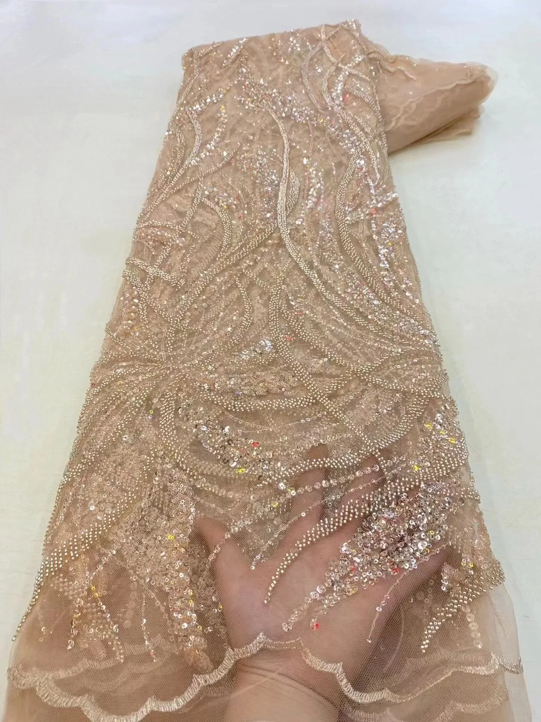 5 Yards Luxury Handmade Bead Lace Fabric Heavy Sequin Embroidery Fabric Fashion French Tulle Mesh Lace Fabric For Wedding Dress
5 Yards Luxury Handmade Bead Lace Fabric Heavy Sequin Embroidery Fabric Fashion French Tulle Mesh Lace Fabric For Wedding Dress
