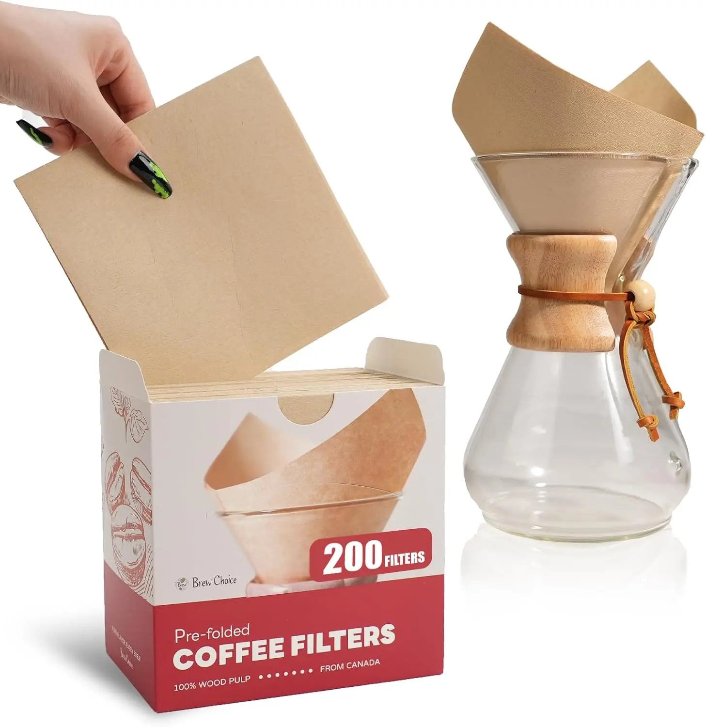 Unbleached Cone Coffee Filters 200ct, Pre-folded Thicker Paper for Pour-Over
Unbleached Cone Coffee Filters 200ct, Pre-folded Thicker Paper for Pour-Over