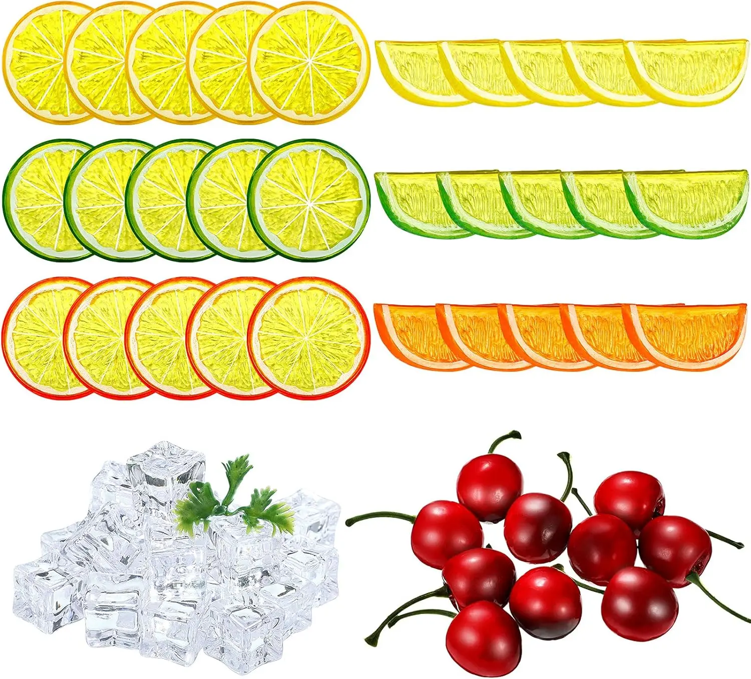 90pcs Artificial Lemon Slices, Acrylic Ice Cubes & Cherry Fruits for Home Decor, Wedding Vase Filler, Photo Prop
90pcs Artificial Lemon Slices, Acrylic Ice Cubes & Cherry Fruits for Home Decor, Wedding Vase Filler, Photo Prop