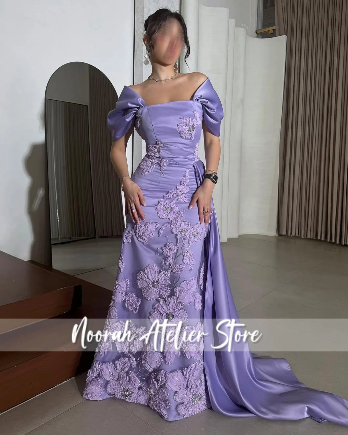 Elegant Purple Off Shoulder Luxury Evening Dresses 2025 Flowers Women wedding Gown Saudi Arabia Train Long Customized
Elegant Purple Off Shoulder Luxury Evening Dresses 2025 Flowers Women wedding Gown Saudi Arabia Train Long Customized