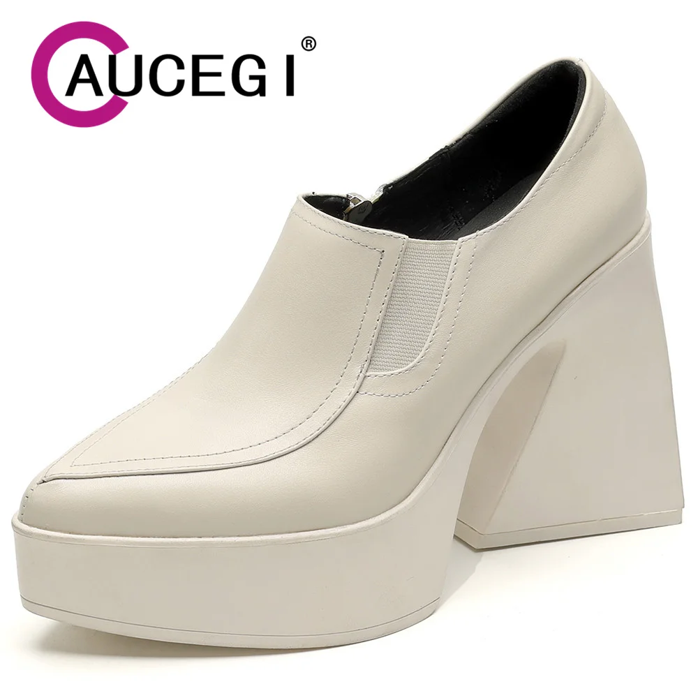 Aucegi New Spring Autumn Women Genuine Leather Pumps Classic Style Pointed Toe Platform Chunky Heel Retro Zipper Handmade Shoes
Aucegi New Spring Autumn Women Genuine Leather Pumps Classic Style Pointed Toe Platform Chunky Heel Retro Zipper Handmade Shoes