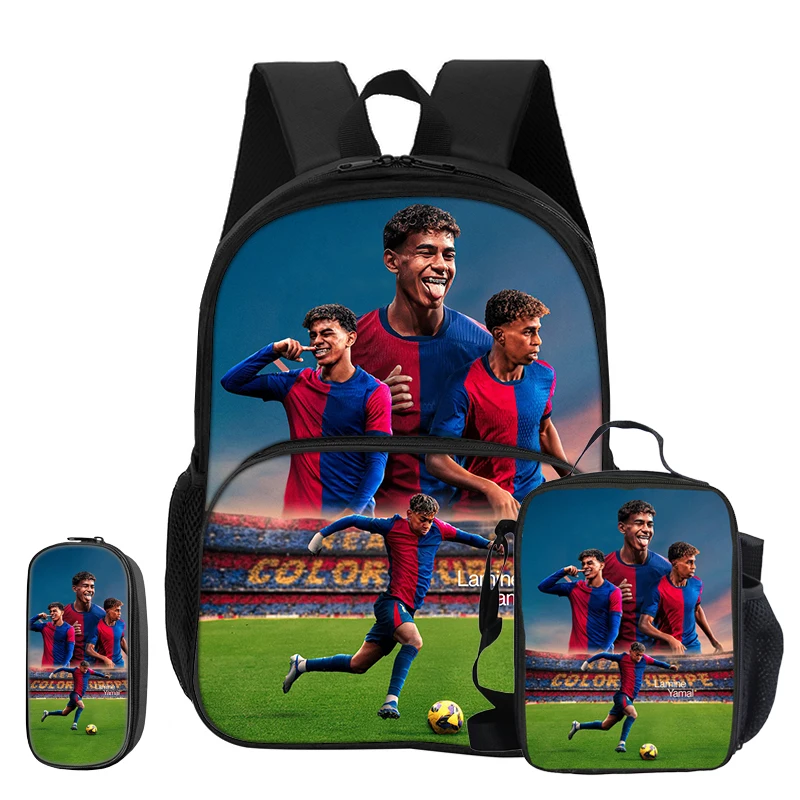 L-Lamin Yamal 3 Pcs set with Front Pocket Backpack with Thermal Insulated Lunch Tote Purse Football Star Pencil Case Kids Gift
L-Lamin Yamal 3 Pcs set with Front Pocket Backpack with Thermal Insulated Lunch Tote Purse Football Star Pencil Case Kids Gift