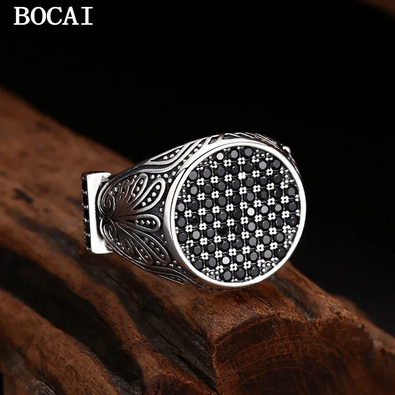 BOCAI S925 чистое серебро ретро модное индивидуальное открытое кольцо с цветком ротанга черный агат
BOCAI S925 чистое серебро ретро модное индивидуальное открытое кольцо с цветком ротанга черный агат