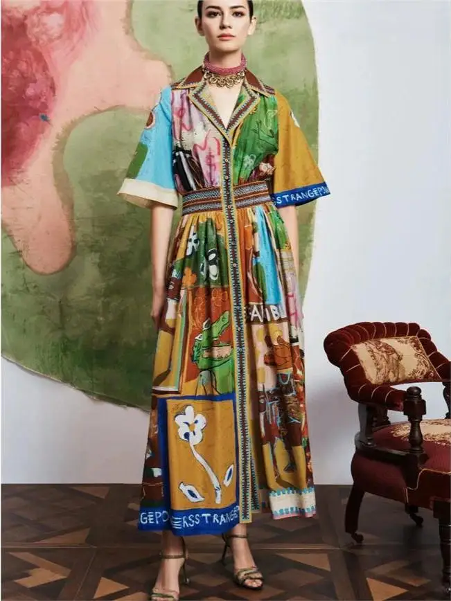 Spring 2026 Women's Floral Print Linen Suit Collar Slim Fit Dress Casual A-Line Skirt Single Button Closure Seven Sleeve Length
Spring 2026 Women's Floral Print Linen Suit Collar Slim Fit Dress Casual A-Line Skirt Single Button Closure Seven Sleeve Length