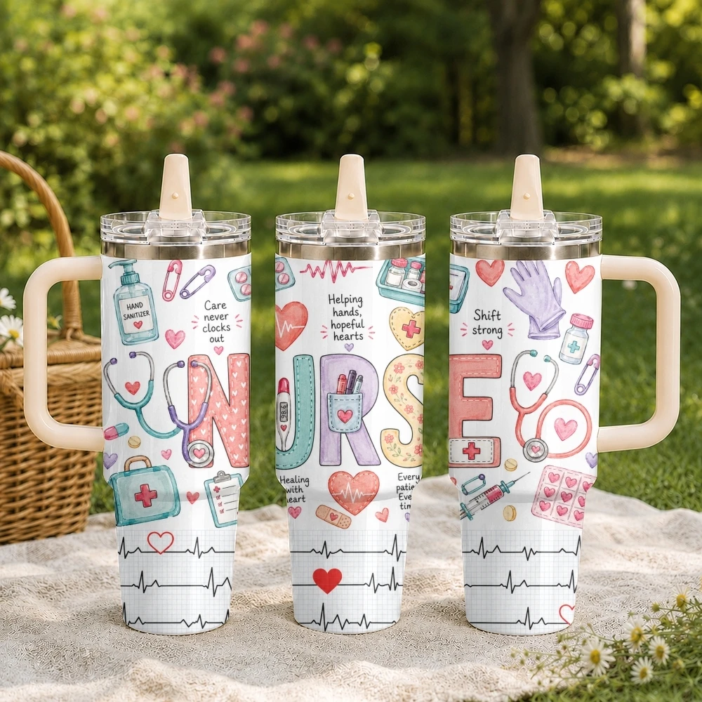 Nurses Are Great Vacuum Flasks 40oz Stainless Steel Tumbler with Handle Straw Lid Vacuum Insulated Double Wall Leak Proof
Nurses Are Great Vacuum Flasks 40oz Stainless Steel Tumbler with Handle Straw Lid Vacuum Insulated Double Wall Leak Proof