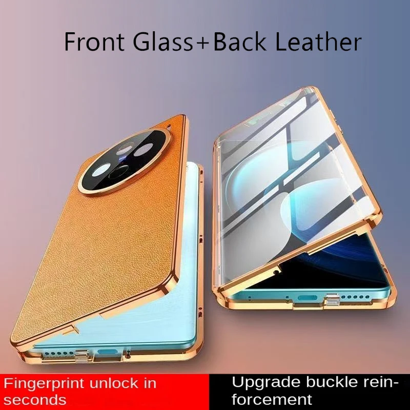 Metal Bumper Front Tempered Glass Phone Case Full Lens Protection For vivo X90 X100 Ultra X300 X200 Pro Leather Back Cover Cases
Metal Bumper Front Tempered Glass Phone Case Full Lens Protection For vivo X90 X100 Ultra X300 X200 Pro Leather Back Cover Cases