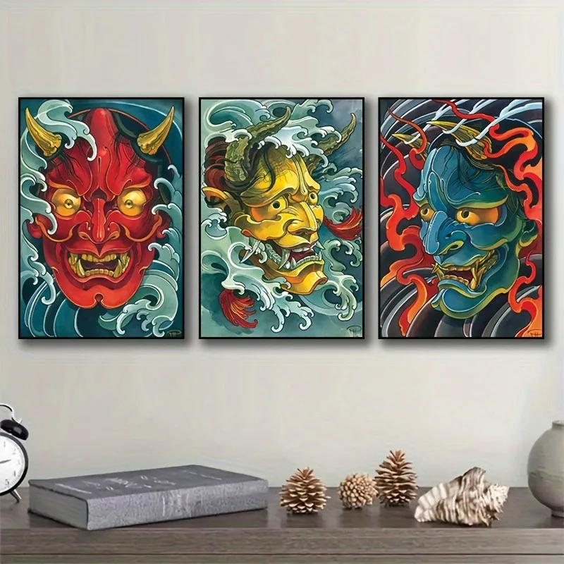 3PCS Art Deco Retro Canvas Prints Japanese Culture Evil Devil Faces Wall Art Fangs HD Paint Canvas Posters Frameless Wall Decor
3PCS Art Deco Retro Canvas Prints Japanese Culture Evil Devil Faces Wall Art Fangs HD Paint Canvas Posters Frameless Wall Decor