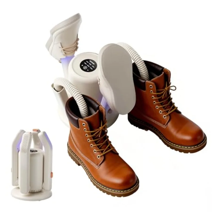 Boot Dryer for Work Boots and Gloves: 4-Tube Design with 6 Timers, Rose Salt Odor Removal, Quiet Portable Dehumidifier in Gray
Boot Dryer for Work Boots and Gloves: 4-Tube Design with 6 Timers, Rose Salt Odor Removal, Quiet Portable Dehumidifier in Gray