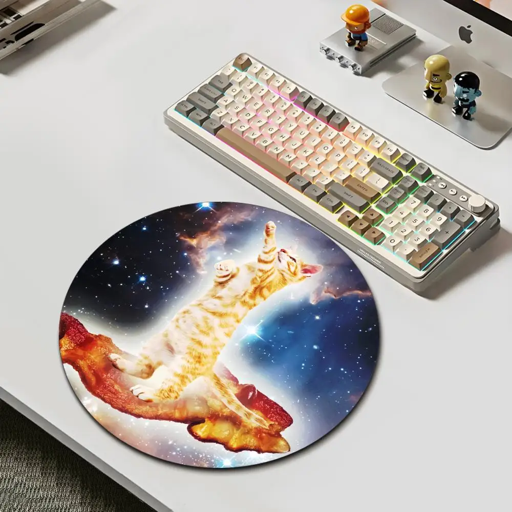 HYBXAXC Funny Space Cat Bacon Print Round Mouse Pad Non-Slip Desk Mat Thick Rubber Base for Gaming & Office
HYBXAXC Funny Space Cat Bacon Print Round Mouse Pad Non-Slip Desk Mat Thick Rubber Base for Gaming & Office
