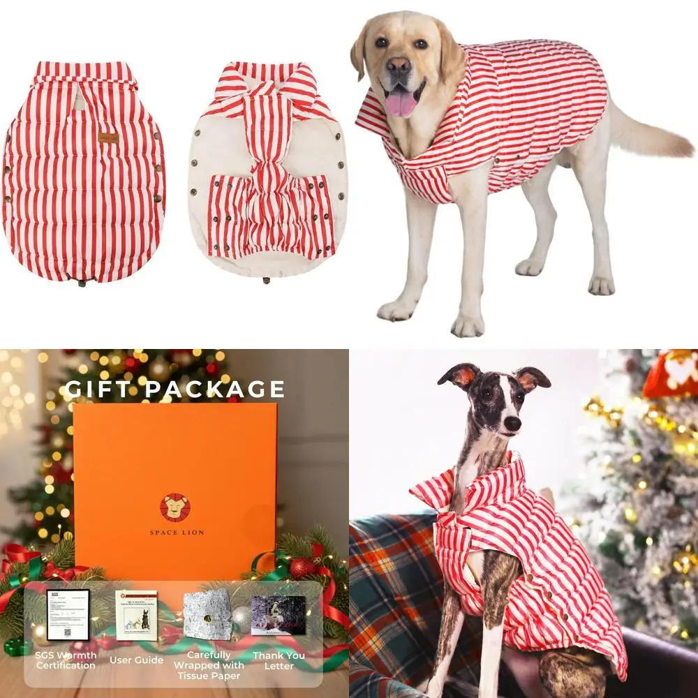 Зимняя собачья куртка с красными полосками в стиле чая пуэр, размер 28/4XL, для крупных собак, прочная и регулируемая, для холодной погоды
Зимняя собачья куртка с красными полосками в стиле чая пуэр, размер 28/4XL, для крупных собак, прочная и регулируемая, для холодной погоды